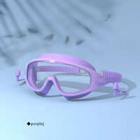 Protection anti-buée Entraînement aux sports nautiques Lunettes de natation à grand cadre Lunettes de natation en silicone pour enfants avec bouchon d'oreille
