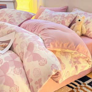 Set di Biancheria da Letto Economico e Confortevole, Copripiumino Caldo Tridimensionale in Velluto Lattiginoso, Set <span class=keywords><strong>Singolo</strong></span> per Ragazze 4 Pezzi - Product Image 2