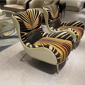 <span class=keywords><strong>Fauteuil</strong></span> d'appoint de luxe avec accents papillon, pieds en métal doré, <span class=keywords><strong>tissu</strong></span> rayé, <span class=keywords><strong>fauteuil</strong></span> rembourré pour salon, villa, hall d'hôtel - Product Image 5