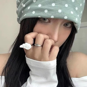 Y2K 翅膀星星戒指套装 韩国天使翅膀五角星设计开口戒指 女士男士朋克哥特戒指 可调节戒指 - Product Image 3