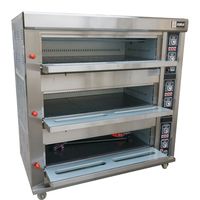 Four de grande capacité à 3 étages 9 plateaux GPL GNL Four de boulangerie commercial avec porte de four en verre noir