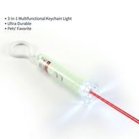 Mainan Laser Hewan Peliharaan 3-in-1 Portabel untuk Kucing Anjing, Desain Kartun Sederhana, Senter LED Genggam Mini Plastik, Daya Laser 5mW, Tersedia