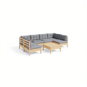 Set Lounge da Giardino Modulare in Pino Massiccio Grigio, 6 Posti, Arredamento da Esterno dal Design Moderno - Product Image 1