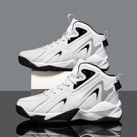 Chaussures de basketball montantes Gleibo pour hommes, tige en microfibre, semelle extérieure en caoutchouc, antidérapantes, respirantes, légères, à lacets, design sportif