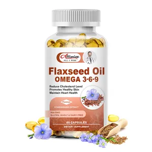 OEM 60pcs capsules molles d'huile de lin Omega 3 6 9 huile de poisson avec acide linolénique acide oléique complément alimentaire