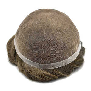 Perruque pour hommes en gros d'usine Full Lace Toupee avec délié naturel Faible densité pour Swiss Lace Cheveux durables Respirant Durable - Product Image 5