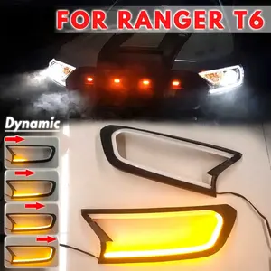 Cubierta de Faro LED Dinámica con Señal de Giro DRL Blanca y Ámbar, Embellecedor de ABS para FORD RANGER T6 WILDTRAK 2015 2016 2017 2018 - Product Image 1