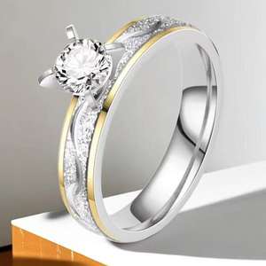 Forever Love Couple Lover's Finger Ring Com Cubic Zirconia Statement High Polished <span class=keywords><strong>Promise</strong></span> Ring para Casais - Product Image 2