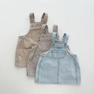 Nieuwe Baby Meisjes Mouwloze Denim Jurken Peuter Kids Effen Katoenen Mode Strap Jurk Voor Meisjes