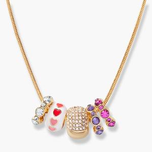 Collar de moda personalizado, cuentas de corazón esmaltadas de piedra de nacimiento personalizadas, collar DIY chapado en oro de 18K, resistente al agua y al deslustre - Product Image 1