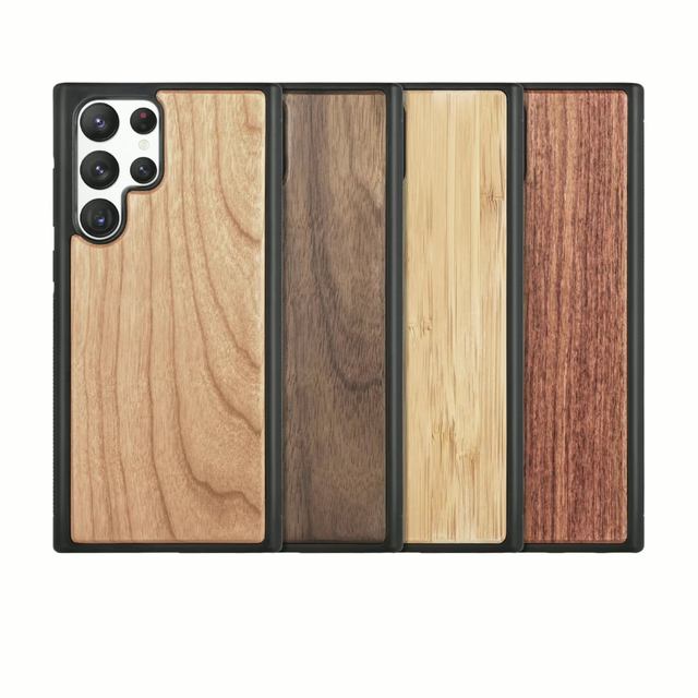 Eco-Friendly Radium Carving Wood Sports Design TPU+Wood Shockproof Mobile Phone Case for S23 S24 S25 S26 Plus Ultra