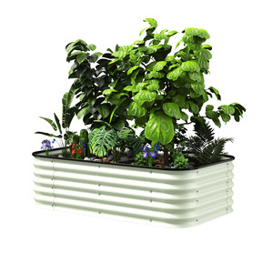 Wholesale 17"H <b>Rectangle</b> Galvanized Raised Garden Beds for Vegetables Metal Planter Boxes Outdoor Flower Bed Kit Steel Patio - Product Image 4