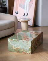 Tables d'appoint de meubles en marbre de pierre Elite Table d'appoint mince en onyx vert