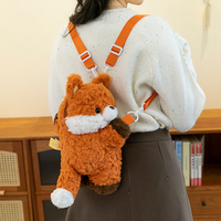 Sac à dos en peluche mignon et doux, style Kawaii, en forme de cochon, chien, renard, personnage de dessin animé et anime, sac à bandoulière, jouet en peluche, animal en peluche