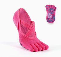 Chaussettes de yoga pour femmes, design croisé, 5 orteils, professionnelles, respirantes, en coton, antidérapantes, pour femmes