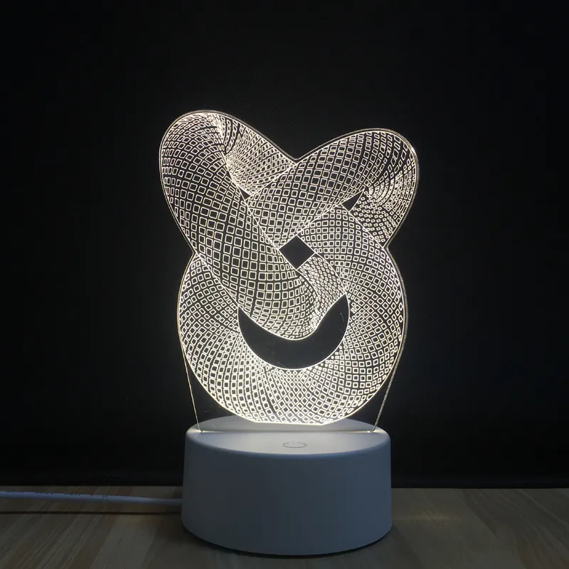 Lámpara de ilusión 3D de arte geométrico abstracto interruptor de botón USB, luces de noche de sueño para bebé, decoración para el hogar, lámpara creativa