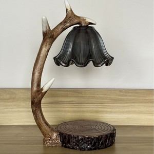 Retro Deer Antler Glass Candle Holder Bell Jar Desktop Aromatherapy Lamp Bedroom Decor - Product Image 4