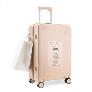 Maleta de Viaje Ligera X03 con Ruedas Giratorias de 24 Pulgadas, Portavasos, Cierre de Cremallera, Color Sólido, Unisex, Rosa, Negro, Verde, Azul - Product Image 4