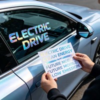Autocollant holographique personnalisé imperméable auto-adhésif pour vitre de voiture, vinyle découpé, logo, lettrage, autocollants laser pour pare-brise