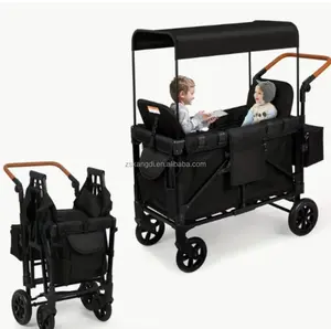 2024 produits pour bébés poussette Wagon pliable luxe extérieur 2 places 4 places bébé poussette Wagon avec auvent et plateau de nourriture