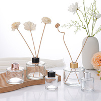 Vente en gros Bouteille diffuseur en verre ronde Bouteille d'aromathérapie roseau de parfum en verre transparent vide