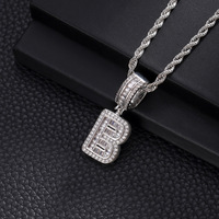 Collar con Iniciales de Moda 2024, Colgante de Letra con Circonita A-Z, Gargantilla con Dije Grueso, Joyería Hiphop para Bodas, Hombres y Mujeres, Material de Cobre