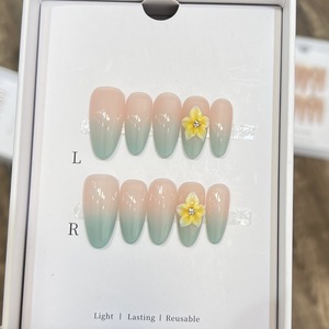 Ongles à presser Jade Elegance avec motif français vert clair sculpté en 3D, design simple nude, amovibles, pour l'exportation - Product Image 6