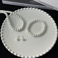 Ensemble de bijoux imitation perles blanches 8 mm très vendu, collier, bracelet, boucles d'oreilles, 3 pièces, accessoires pour filles