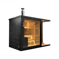 Sauna extérieur traditionnel en bois massif pour 2 personnes avec douche, cabine froide à combustion de bois