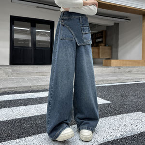 Design moderno autunno primavera pantaloni in Denim per bambini pantaloni dritti per ragazze adolescenti Jeans Casual - Product Image 2