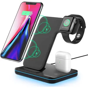 Беспроводное зарядное устройство 3 в 1 для iPhone 12 11/XS/X/Airpod pro/iWatch 5/4, быстрая Беспроводная зарядка, подставка 15 Вт, беспроводное зарядное устройство Qi