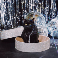 Offre Spéciale de meubles de haute qualité pour animaux de compagnie en vrac de l'usine Planche à gratter chat cristal strass de luxe
