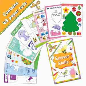 Libro de Actividades para Niños Pequeños de 48 Páginas, con Pegatinas para Cortar con Tijeras, Conteo, Rompecabezas de Imágenes, Cuaderno de Trabajo de Recortes y Pegatinas para Niños - Product Image 1