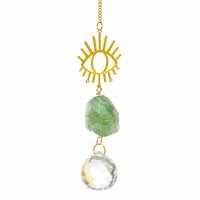 Pierre brute de fluorite verte naturelle, attrape-soleil œil porte-bonheur, ornement suspendu, décoration de fenêtre en cristal, cadeau