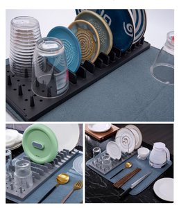 แผ่นรองจานไมโครไฟเบอร์พร้อมชั้นวาง ที่คว่ำจานทันสมัยพร้อมแผ่นรองไมโครไฟเบอร์ - Product Image 6