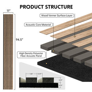モダンな音響吸音防止スラットパネル木製デザインポリエステル繊維壁パネルウッドスラット音響パネル - Product Image 2
