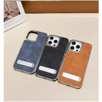 Étuis de téléphone portable en cuir PU en gros pour iPhone 17 Air Pro Max 16 15 14 13 12 avec support caché, coque de protection antichoc