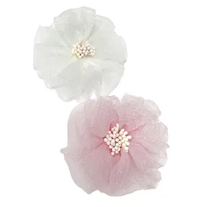Nuovo Design in tessuto Chiffon artificiale fatto a mano fiore riccio fai da te abbigliamento per scarpe accessori da sposa per sandali da principessa delle ragazze