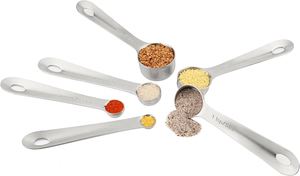 New 18/8 Stainless Steel Set of 6 Piece <b>Measuring</b> <b>Spoons</b> for Dry & Liquid - Product Image 4