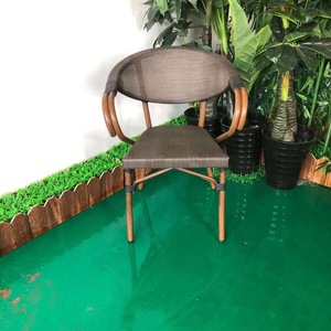 Silla de mimbre de bambú para terraza, conjunto de restaurante de ratán con brazos para jardín, patio, comedor, reposabrazos, cafetería, tienda de café - Product Image 4