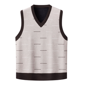 Maglione da <span class=keywords><strong>uomo</strong></span> con Logo personalizzato invernale elegante lavorato a maglia <span class=keywords><strong>Slim</strong></span> Fit senza maniche autunno Casual con scollo a V - Product Image 6