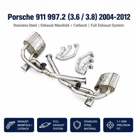 Header Manifold Knalpot + Sistem Knalpot Lengkap Catback untuk Porsche 911 997.2 3.6 3.8 2004-2012 SS304 Knalpot Performa Tinggi 1:1 OEM Fitment