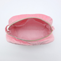 Trousse de Maquillage Pliable Rayée et Cousue, Grande Capacité, Portable, en Velours Matelassé, avec Fermeture Éclair pour Cosmétiques