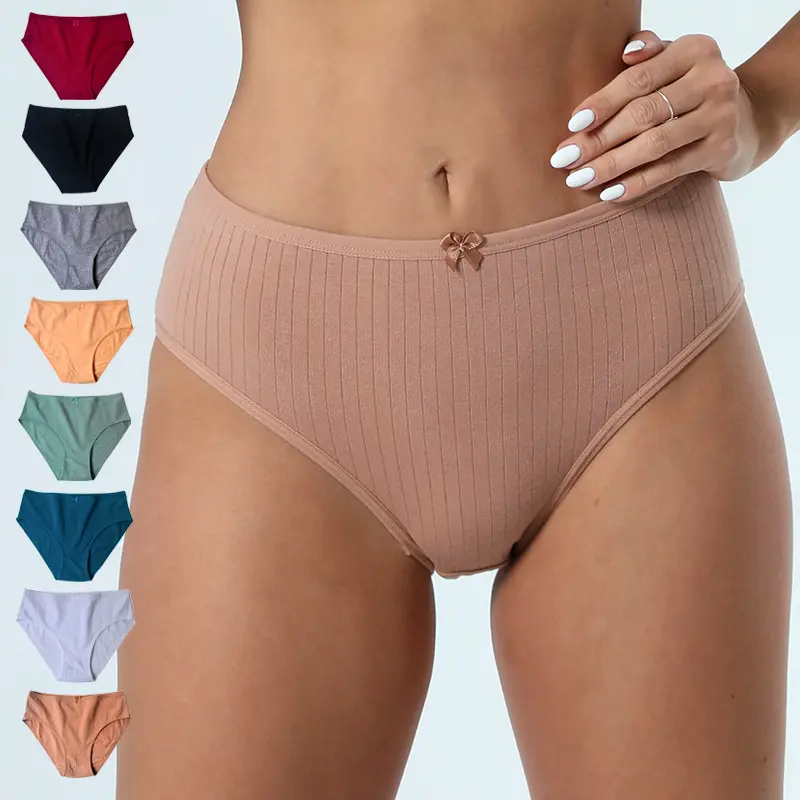 Celana dalam wanita seksi katun murni, 8 warna mode nyaman ukuran besar pinggang sedang tanpa jahitan