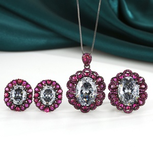 Vintage Eco-friendly Copper <b>Jewellery</b> Sets 13*18-10*12mm Black Gray Cubic Zirconia Necklace Earrings Ring for Daily & Party <b>Tu</b> - Product Image 3
