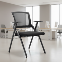 Chaise de bureau pliable en maille avec accoudoirs, chaise de salle de réunion portable, chaise de bureau pliable légère pour conférence et formation