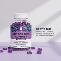 Complément alimentaire en gommes à l'oxyde de zinc, vitamine A et vitamine C pour adultes, soutien nutritionnel quotidien, flacon de 60 unités