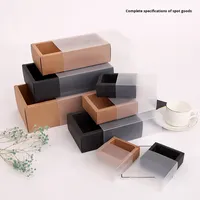 Boîte à tiroir pliable en papier kraft gaufré personnalisé avec couvercle transparent pour les produits de soin de la peau, les chaussettes, les petits cadeaux - Emballage cadeau artisanal de luxe