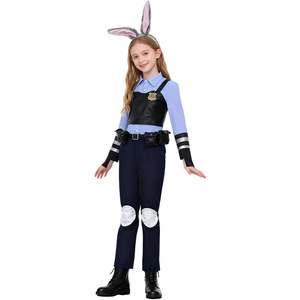 Costume de cosplay Judy pour enfants, tenue de policier lapin avec bandeau à oreilles, costume de performance d'Halloween pour filles - Product Image 1