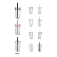 Gobelet en verre avec couvercle et paille, Tasse à café en verre, Tasses à thé en verre, Gobelets en verre avec couvercles, Tasse en verre, Tumbler simple d'inspiration moderne